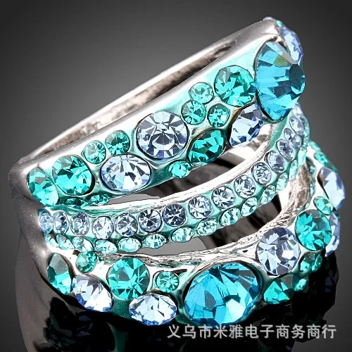 Кристалл от Swarovskis изысканное кружево полые серебряные кружева указательный палец широкий змея кольцо для женщин Мода 925 ювелирные кольца