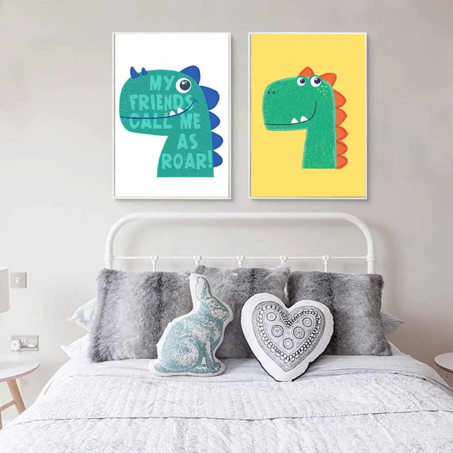 

Cute Dinosaur Posters And Prints Nordic Cartoon Animal Canvas Art Nursery Wall Painting For Kids Rooms Home Decor No Frame