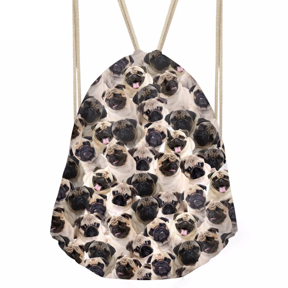 

Kawaii 3D Dog Pug Puppy Print Boys Girls Drawstrings Bags Children Schoolbags Ultralight Softback Storage BackpacksSumka