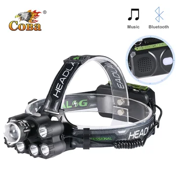 

Coba led headlight lamp 6 modes with T6 uv light rechargeable headlamp use 18650 battery for fishing/running/bicycle light