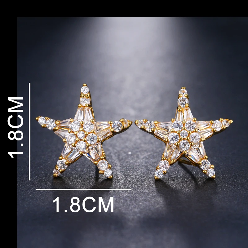 EMMAYA модный дизайн красивый сладкий CZ кристалл в форме звезды для женщин Шарм серьги гвоздики 3 цвета на выбор