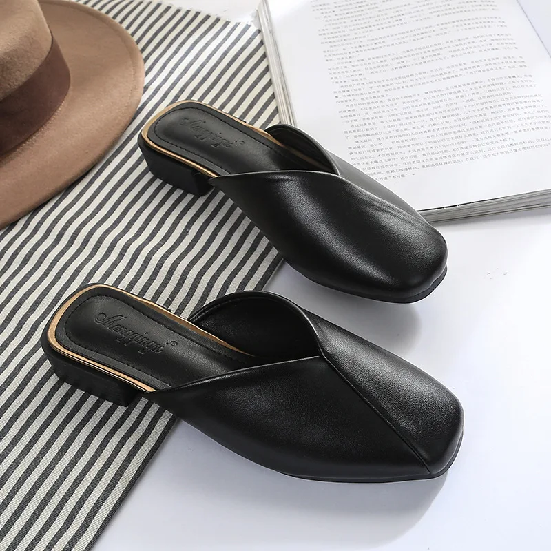 

2019 summer new small size sandals casual flat with large size Slides Fashion PU flat with women's slippers size 33-43 Flats