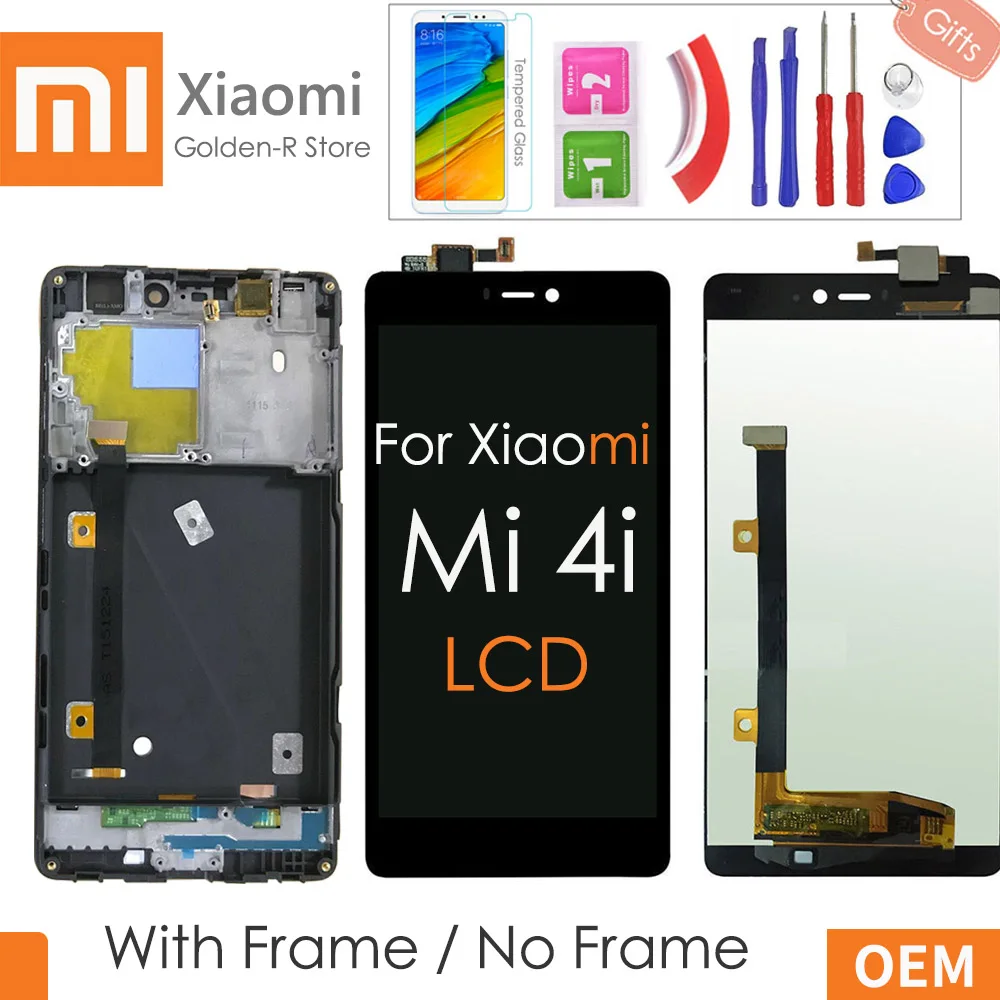 5," AAA качественный ЖК-дисплей для Xiaomi Mi 4i сенсорный ЖК-экран с рамкой для Xiaomi Mi 4i ЖК-дисплей дигитайзер сборка Замена+ подарок