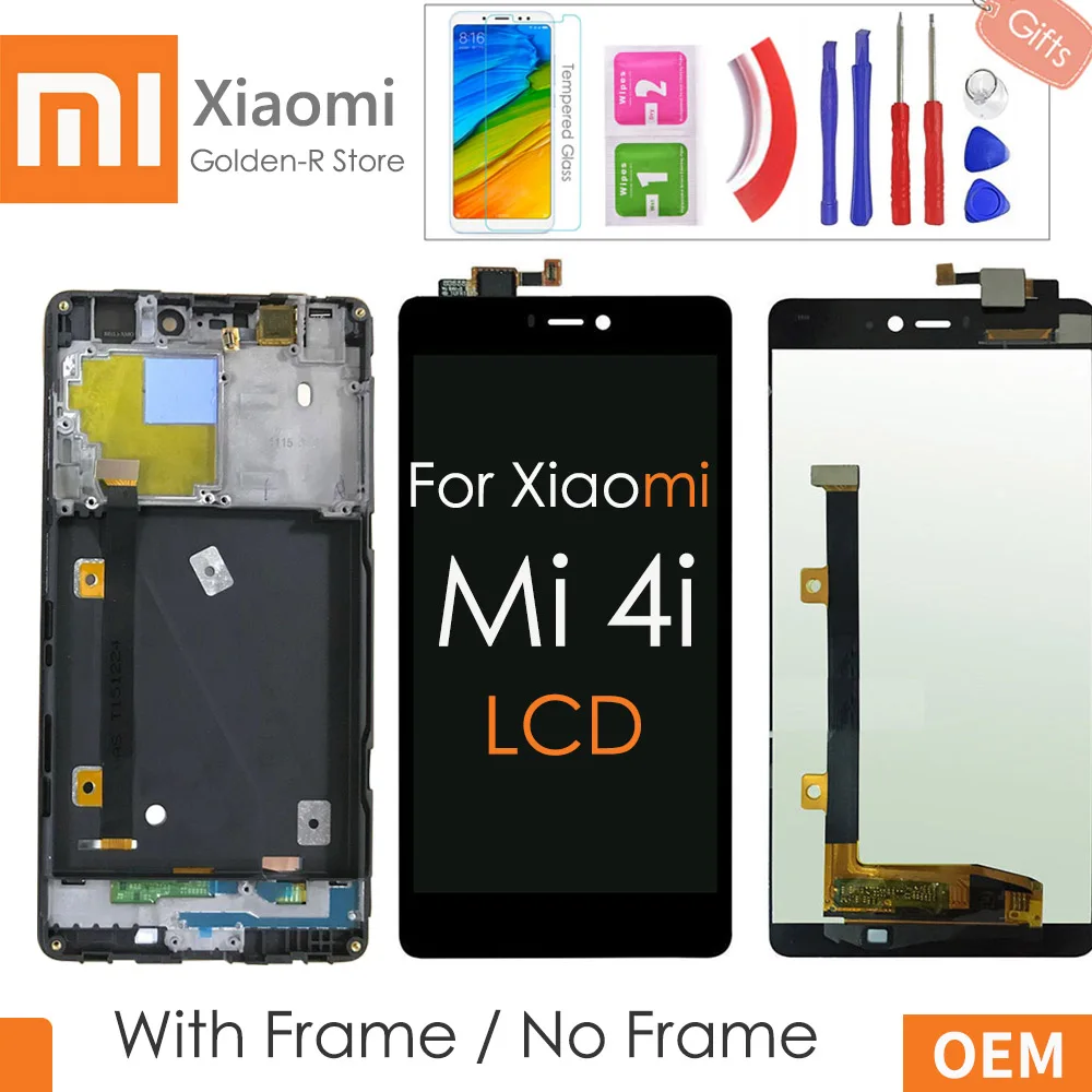 

5.0"AAA quality LCD For XIAOMI Mi 4i LCD Touch Screen with Frame For XIAOMI Mi4i LCD Display Digitizer Assembly Replacement+Gift