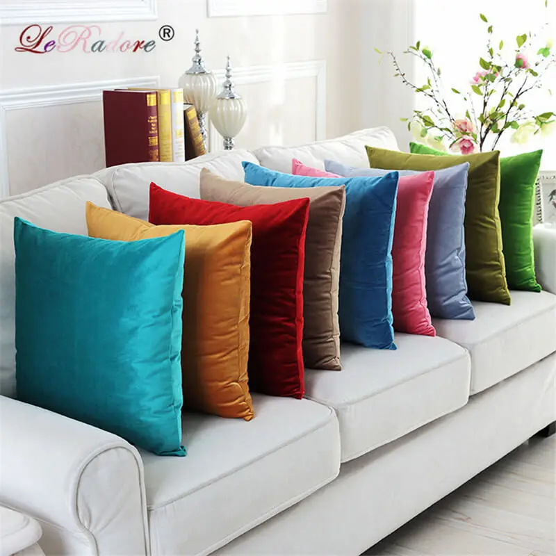 LeRadore Luxury Solid Dutch Velvet Cushion Cover Throw Pillow Covers