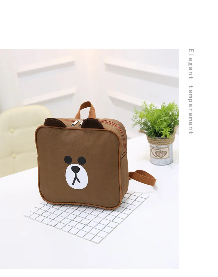 Новая детская школьная сумка с мультипликационным принтом, рюкзак с коричневым медведем, корейский модный милый супер милый квадратный рюкзак на заказ