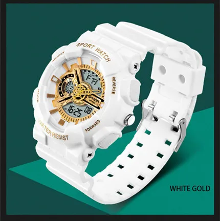 SANDA Модные мужские цифровые часы S Shock аналоговые кварцевые мужские наручные часы светодиодный военные водонепроницаемые мужские часы Relogio Masculino - Цвет: white