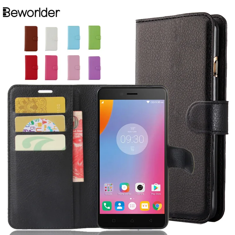 

Beworlder For Lenovo K6 Note Phone Cases Cover Card Slots Bags Lichee Pattern High Quality Flip Stand Wallet PU Leather Case