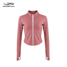 Русалка Curve осень зима для женщин спортивные куртки верхняя одежда на молнии тренировки бег куртка с длинным рукавом фитнес укороченный топ