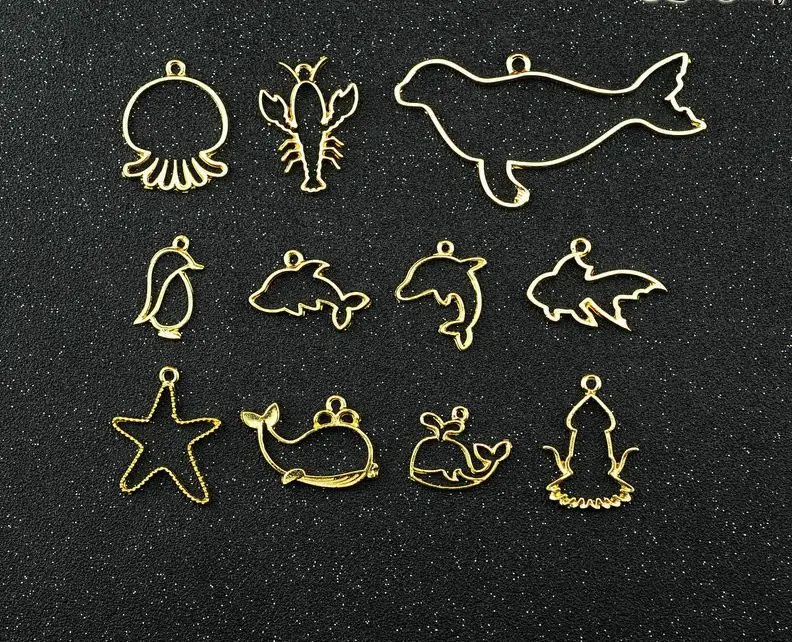 

10 pcs/lot Cat rabbit head Metal Frame Pendant Gold Charm Bezel Setting Cabochon Setting UV Resin Charm