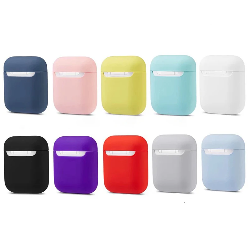 Силиконовый чехол для наушников Airpods 1 мягкий гибкий тонкий однотонный