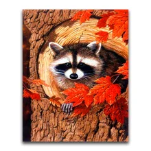 DIY, полный квадрат, алмазная вышивка, Осенний енот фото на заказ, Алмазный живопись, вышивка крестом, 3D, Алмазная мозаика, украшения JS1497 алмазная вышивка распродажа алмазная мозаика картины стразами