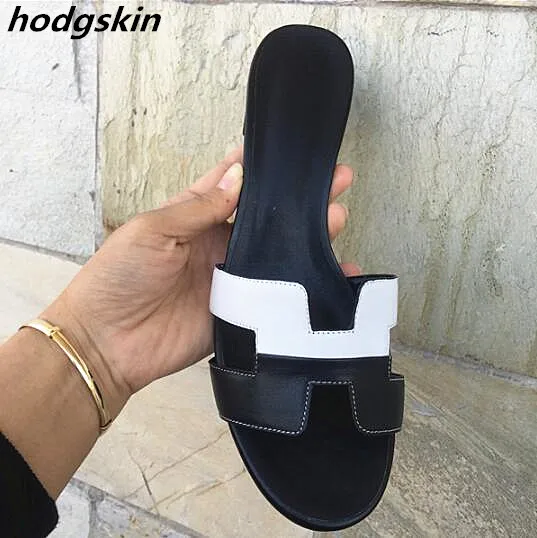 

H Mixed Colors Summer Women Slippers Outsides Flip Flops Sandalias Mujer 2019 Slides Mules Chunky Heel Sandals Shoes Woman