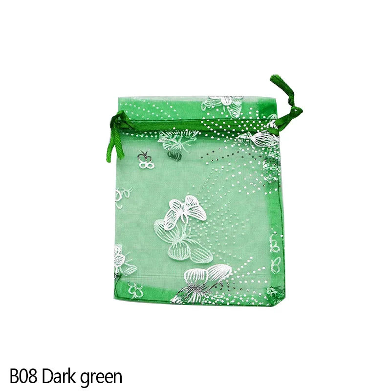 20 P 7x9 9x12 11x16 13x18 15x20 см Drawable Ювелирная упаковка из органзы сумки Свадебная вечеринка украшения сувениры подарок конфеты сумки Мешочки - Цвет: B08 Dark green
