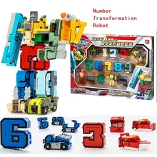 10 Numbers & 5 symbols Magic Transformation Robot Car Tant Helicopter Assembly Deformation Robot Action Figure Educational toys