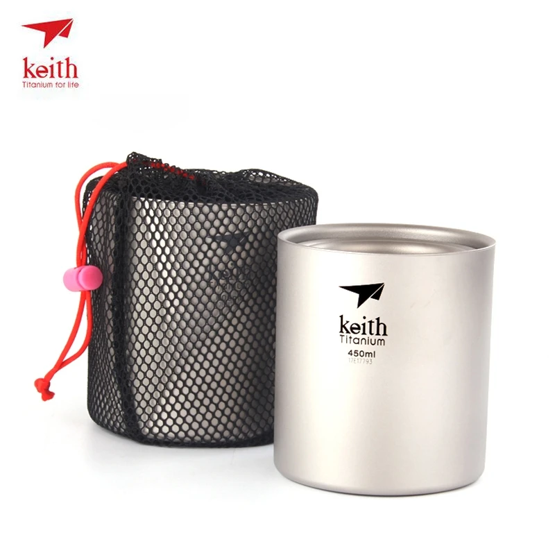 Keith titanio 4 piezas taza Camping al aire libre de viaje portátil de titanio puro tazas de cerveza de vino whisky tazas al aire libre viajes taza de ti3501