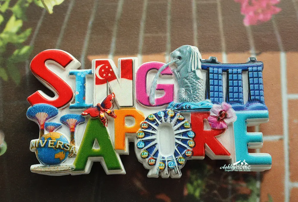 Singapore Landmarks Tourist Travel Souvenir Decorative Resin Fridge