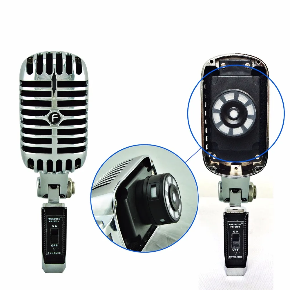FREEBOSS FB-W01 Vintage Style Wired Dynamic Microphone Retro Professional Karaoke Studio Jazz Stage Vocal Mic image 3