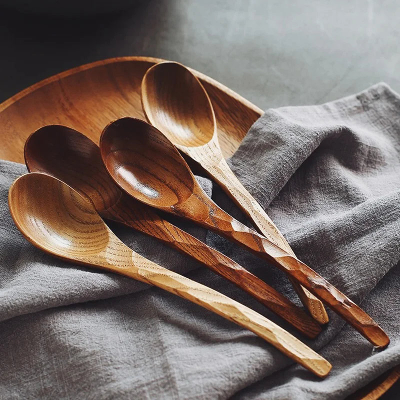 2Pcs Soup Spoon Set Large Wooden Spoon Long Handle Dinner Rice Cereal Spoon Tortoise Shell Wood Kitchen Spoon Scoop Tableware Wood Utensil Kitchen Accessories (6)