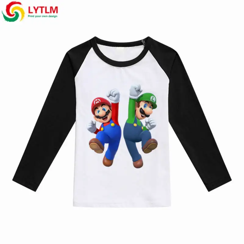 

LYTLM Super Mario Costume Kids Long Sleeve Cartoon T Shirt Toddler Boy Cotton Clothing Boy T Shirts for Children Tee Shirt Fille