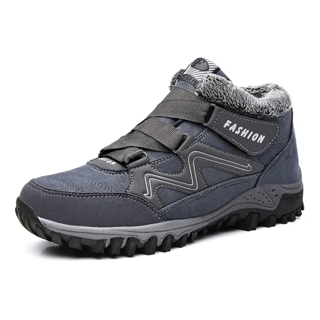 MIXIDELAI/мужские ботинки; зимние теплые ботинки с плюшем; повседневные мужские зимние ботинки; Рабочая обувь; Мужская обувь; Модные ботильоны; размеры 39-44 - Цвет: Dark gray