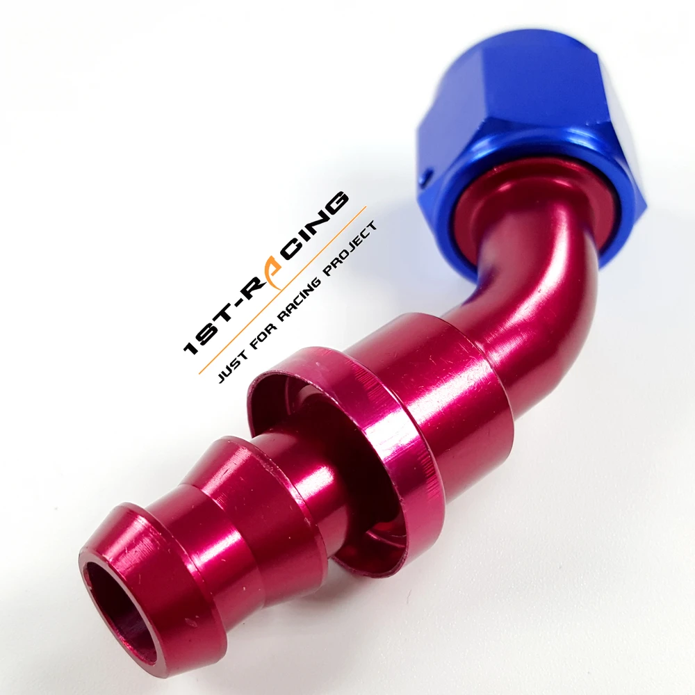 AN4 4AN 45 Degree push on Oil Fuel Line Hose End Fitting RED BLUEfittings an4an4 fitting4an