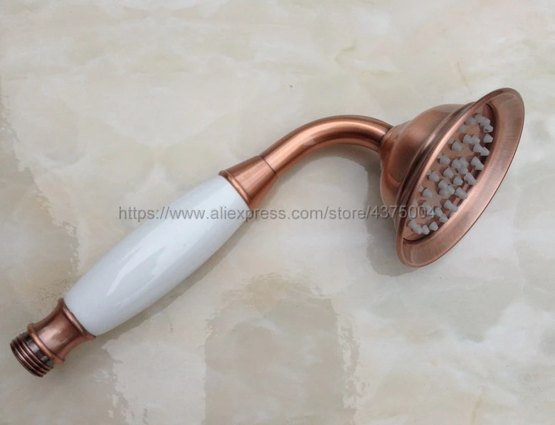 Antique Red Copper Shower Faucets Bathroom Shower Mixer Taps Wall Mount Tub Shower Faucet with Handshower Nrg514