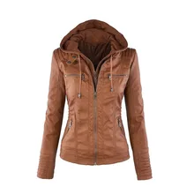 2019 spring new long-sleeved women's zipper leather large size jacket short jacket female