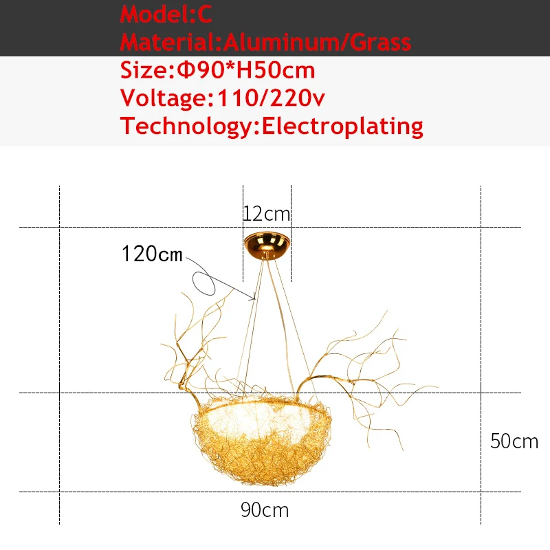 Современная люстра освещение для Золотого птичьего гнезда столовая Lustre de cristal люстры подвесные потолочные светильники - Цвет абажура: Model C