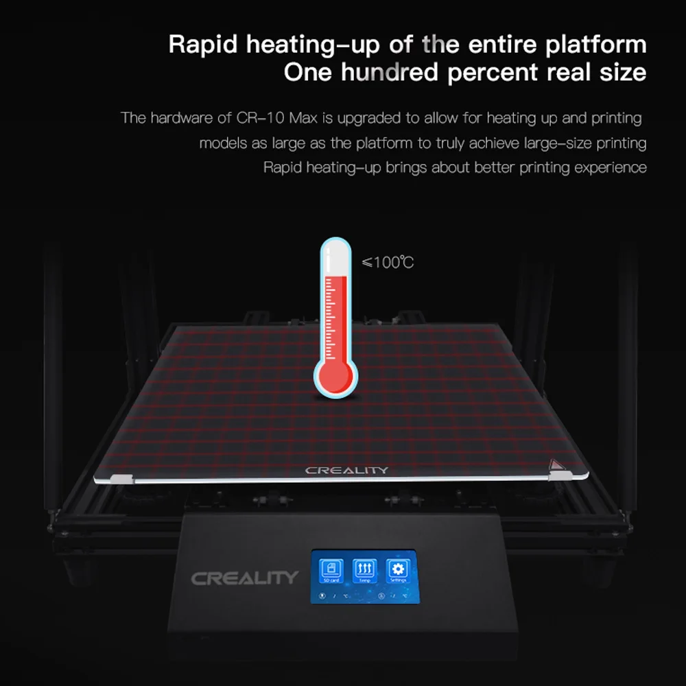 Новейший Creality 3D CR-10 Max 3d принтер, большой 3d принтер 450*450*470 мм, автоматическое выравнивание, печать с сенсорным экраном, 8 ГБ, TF карта