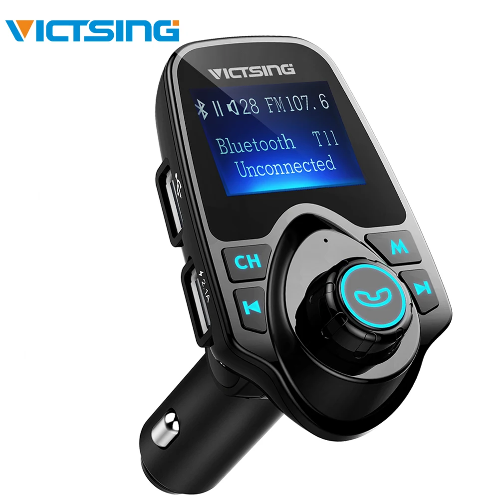 

VicTsing Car MP3 Player FM Transmitter Bluetooth Handsfree Car Kit Wireless Radio Audio Adapter with Dual USB 2.1A USB Charger