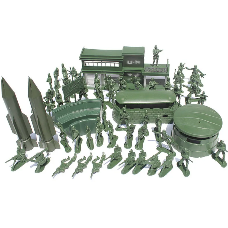 Billig Weltkrieg 56 teile satz soldat junge sand tabelle modell spielzeug 5 cm soldat Militärbasen Set nostalgischen spielzeug