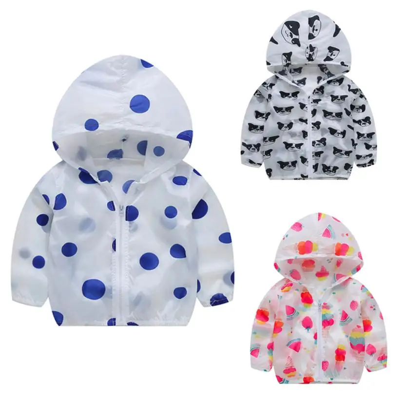 

Mooistar2 #4005 Toddler Summer Sunscreen Jackets Baby Girls Hooded Outerwear Fruit Print Coats