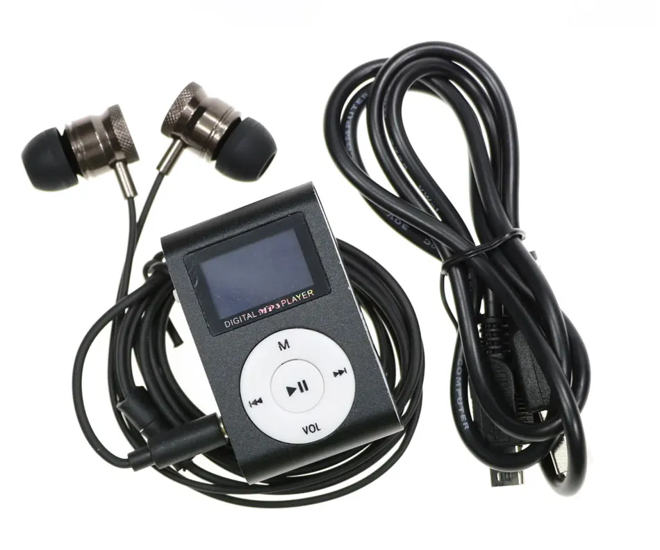 ЖК-экран металлический мини MP3-плеер с зажимом и слотом для карт micro TF высококачественные металлические наушники+ USB кабель портативный музыкальный плеер