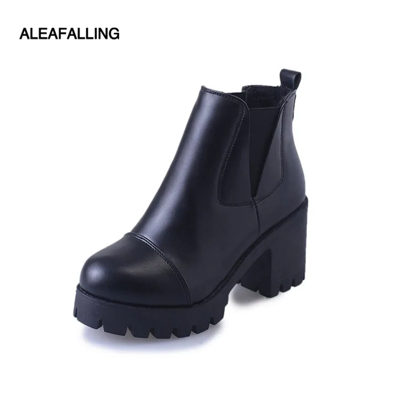 

Aleafalling Sewing Mature Boots Women Shoes Female 7.5cm Heel Women Ankle Snow Boots Winter Boots Lady's Shoes Size 35-39 WBT131