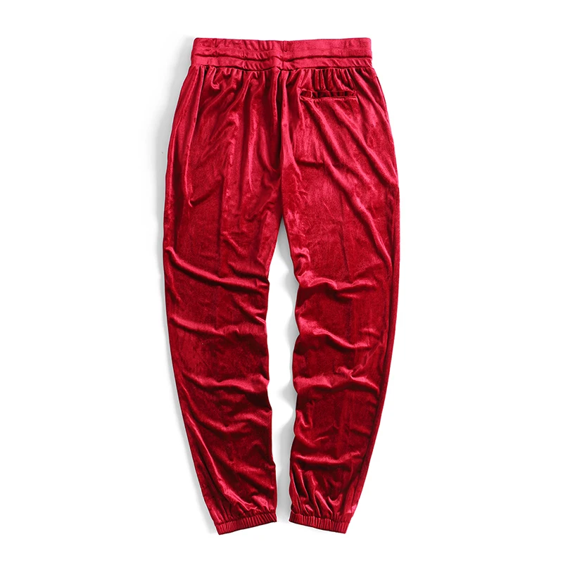 mens running pants Kanye West Velour Joggers Pants Streetwear Red Black Gray Sweatpants Oversized Hip hop Velvet Pants for Men Trousers Casual baggy sweatpants