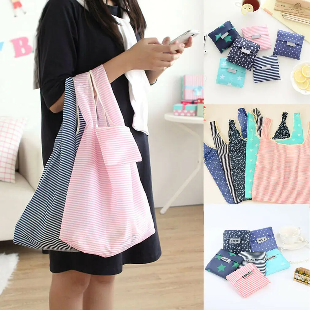 Складные сумочки для покупок продуктовые сумки большой емкости многоразовые полосатый принт Casaul супермаркет Tote