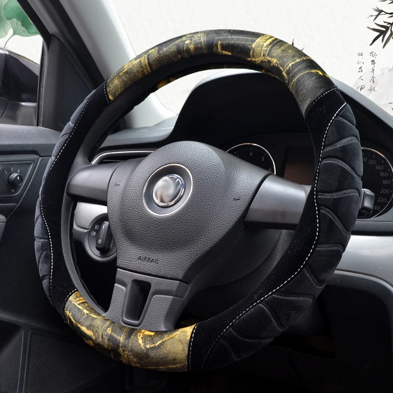 Auto Steering Wheel Cover, Soft Anti-slip Plush Steering Wheel Cushion Protector for 36-40cm with Free Gift-Fur Ball Keyring