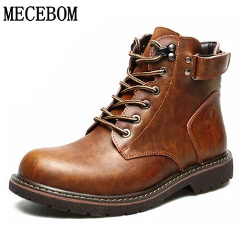 

New Autumn Men's Tooling Ankle Boots Brown Split Leather Men Casual Shoes Botas For Male Military Boots size 38-44 689m