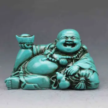 

Chinese Hand-carved Turquoise Seated Maitreya Buddha Statue
