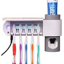 3-в-1 Диспенсер зубной пасты, для зубной щетки держатель и Зубная щётка дезинфектор стерилизатор комплект подставка для настенного монтажа для зубной щетки, семейный инструменты