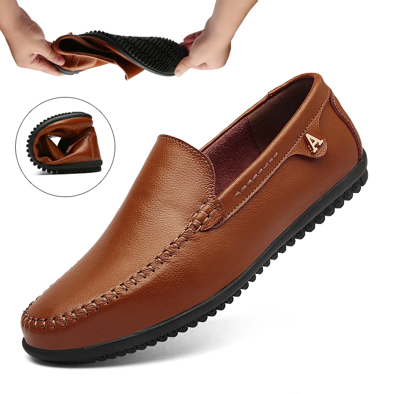 En Hommes Mâle Ville yellow Appartements Taille Chaussures Casual Noires Cuir Black Brown Conduite red Souple 2018 37 Mocassins Gomminos sur 47 De white D'été Slip PPgzx6Eqw