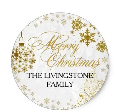 

1.5inch Gold Snowflake Merry Christmas Holiday Sticker