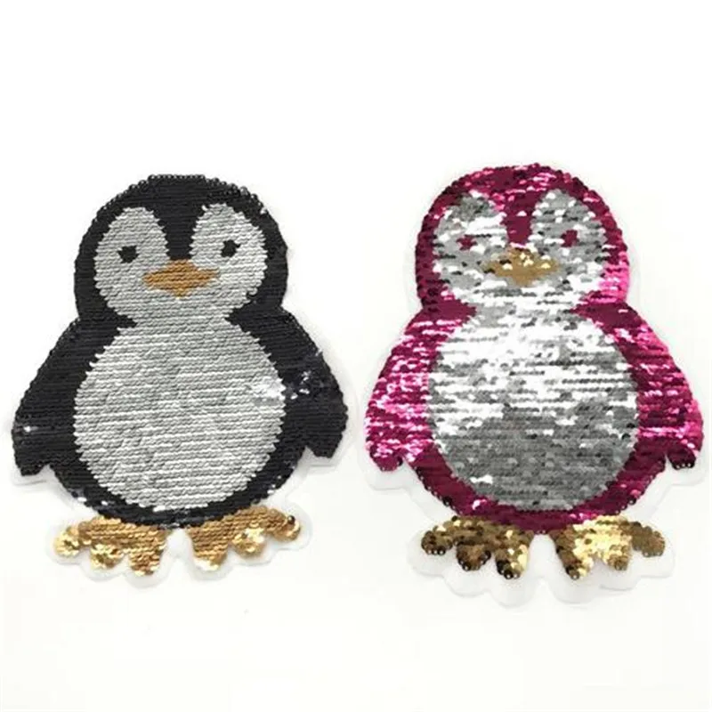 

Clothing girls Sequin patches Reversible change color Animal penguin Up and Down Flip Patch for clothes stranger things Stickers