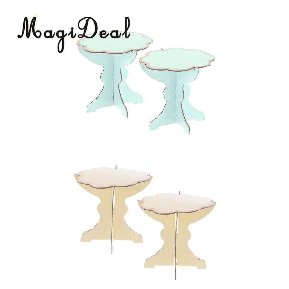 MagiDeal Pack of 4 Disposable Cake Display Stand Dessert Cupcake Holder Tray Wedding Birthday Party Decor Blue+Yellow