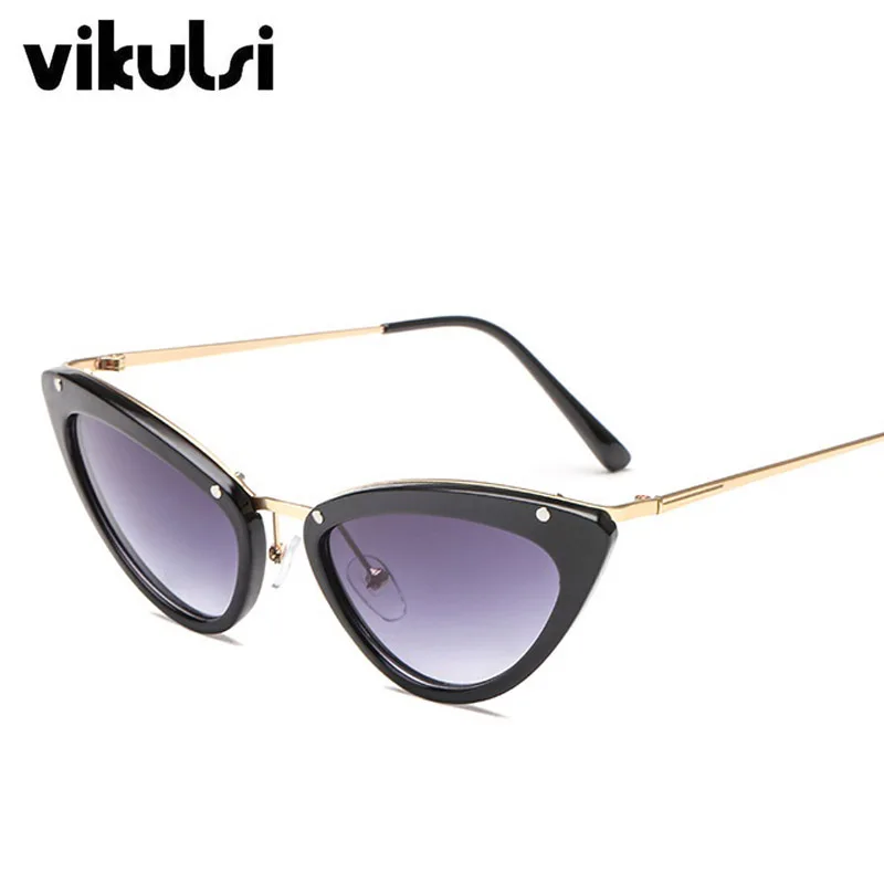 

Vintage Cat Eye Sunglasses Woman 2018 New Brand Designer Small Metal Frame Sun Glasses Retro Mirror Shades Goggles Point UV400