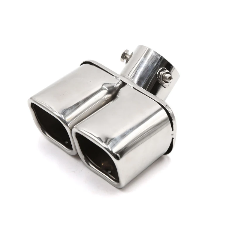 

Hsanzeo 62mm Universal Car Rear Dual 1 to 2 Exhaust Pipe Chrome Tail Muffler Tip