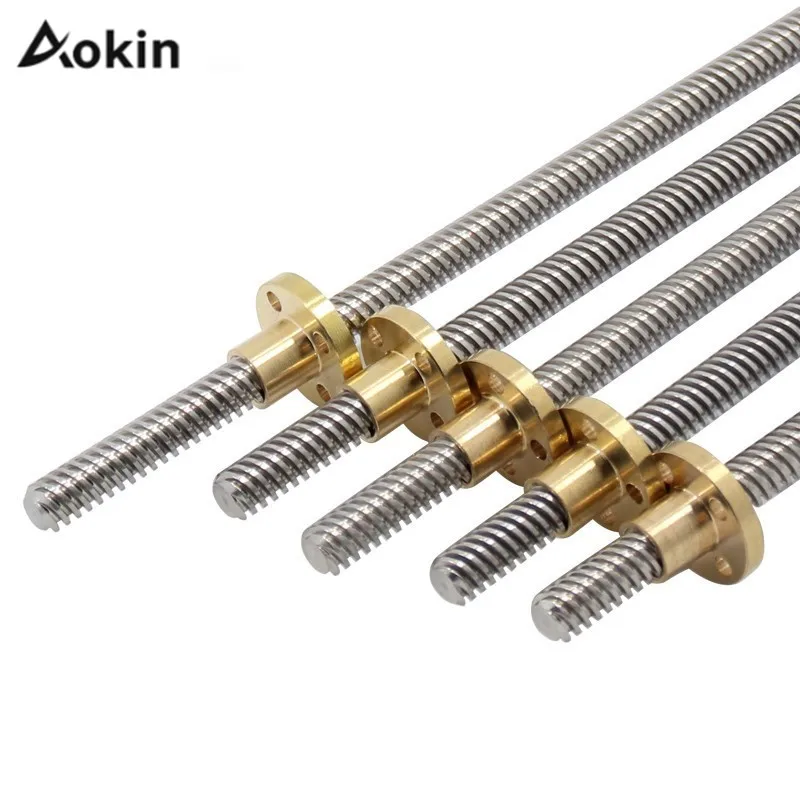 

T8 Lead Screw 100mm 150mm 250mm 300mm 350mm 400mm 500mm 3D Printers Parts 8mm Trapezoidal Screws Copper Nuts Lead screw Part