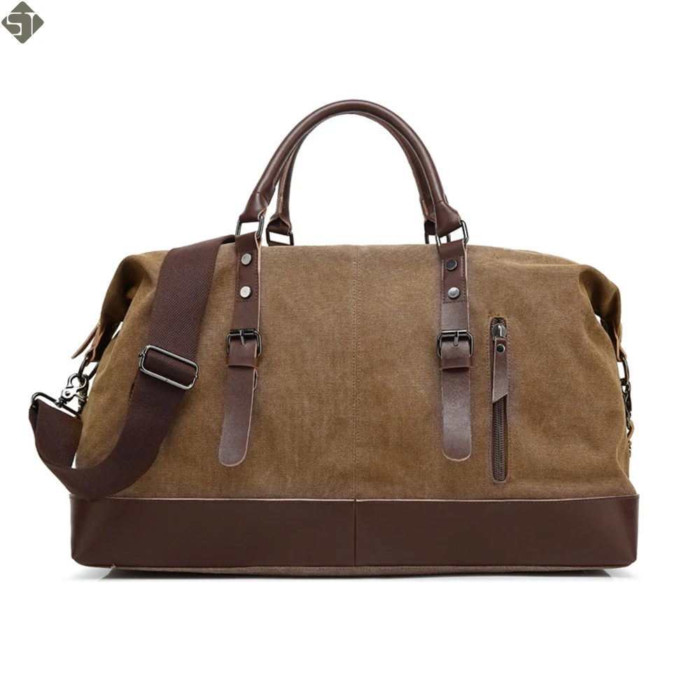 FUSHAN Canvas Leather Men Travel Bags Carry on Luggage Bags Men Duffel Bags Travel Tote Large Weekend Crossbody Bag Overnight FUSHAN Canvas Leather Men Travel Bags Carry on Luggage Bags Men Duffel Bags Travel Tote Large Weekend Crossbody Bag Overnight