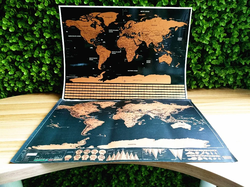 

Big Size Gold Scratch off World Map, Perfect for Travelers Map With Country Flag Wall Sticker World Living Room Home Decor
